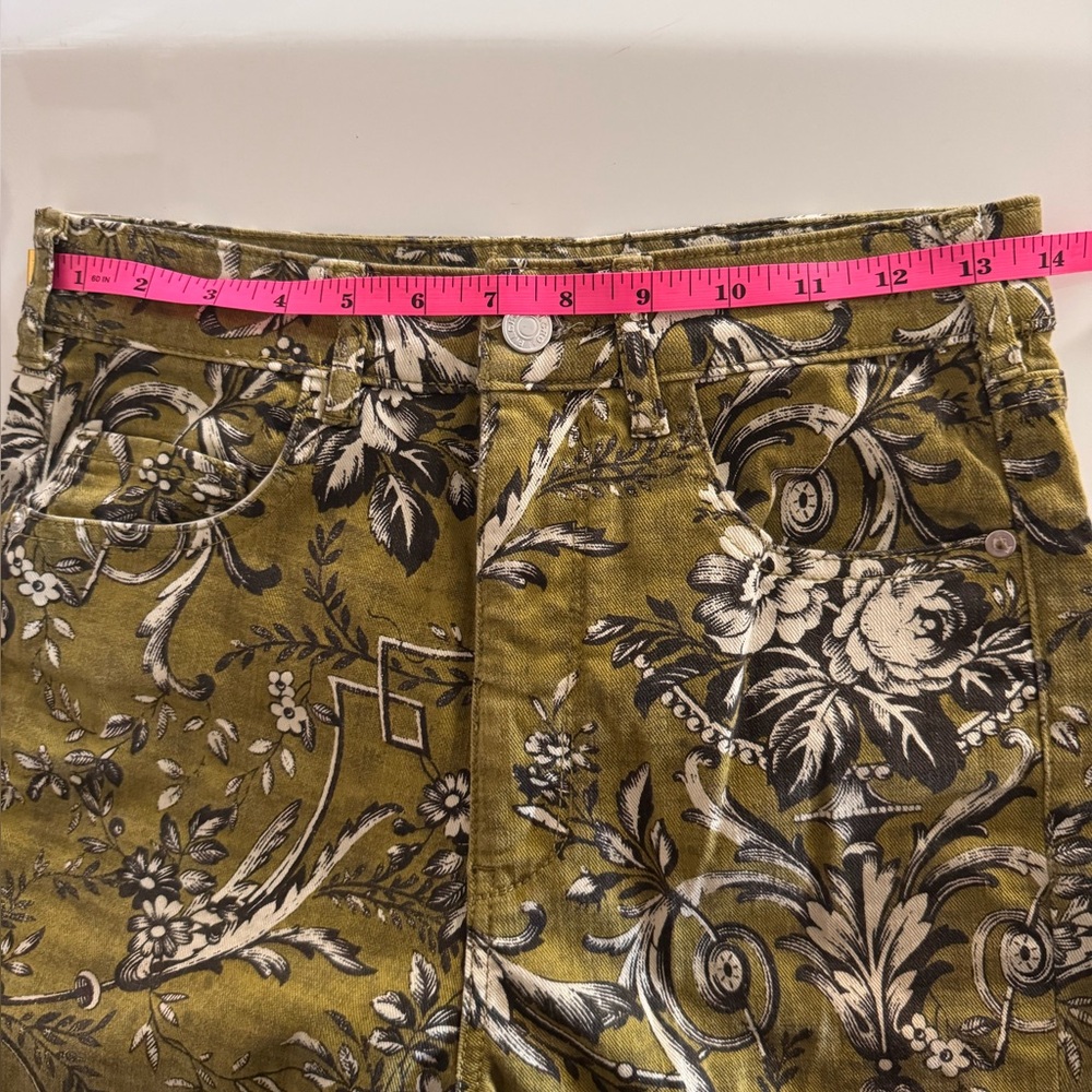 Anthropologie Pilcro Cropped Pants in Green print Size 28” - Picture 8 of 8